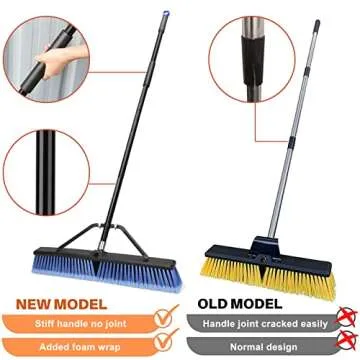 24 inches Push Broom Outdoor Heavy Duty Broom for Deck Driveway Garage Yard Patio Concrete Floor Cleaning-Blue