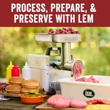 LEM Products BigBite #22 Meat Grinder, 1.0 HP Stainless Steel Electric Meat Grinder Machine, Ideal for Heavy Use