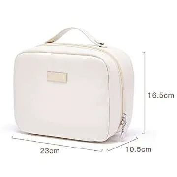 OLBUPS Portable Large Capacity Cosmetic Bag, Skincare Products, Makeup Brush Storage Bag, Double Layer Makeup Bag (White)