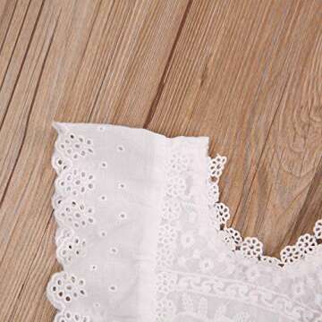 Kayotuas Newborn Infant Baby Girls Butterfly Sleeve Romper Clothes Ruffle Lace Bodysuit Tutu Dress Jumpsuit Princess Outfit (White, 6-12 Months)