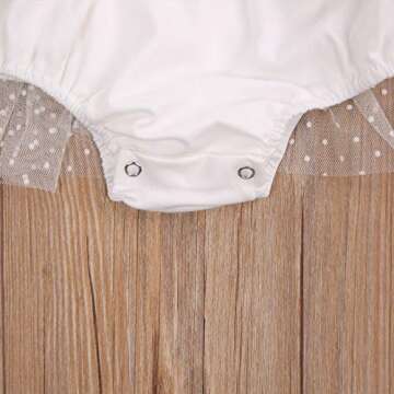 Kayotuas Newborn Infant Baby Girls Butterfly Sleeve Romper Clothes Ruffle Lace Bodysuit Tutu Dress Jumpsuit Princess Outfit (White, 6-12 Months)