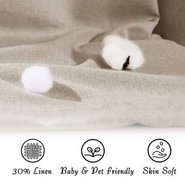 StangH Linen Couch Cushion Covers - Sofa Protector Removeable Replacement Covers, Durable Anti Slip Non-Sticky Slipcovers with Bottom Velcro Tiebacks for Love Seats, Taupe 1 Piece