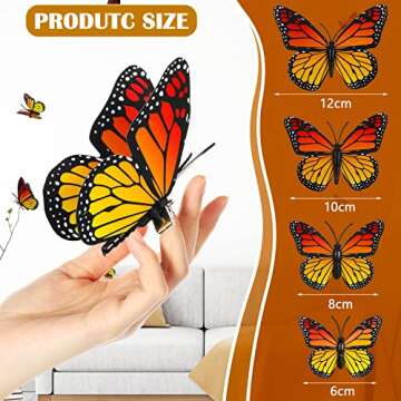 24 Pieces Monarch Butterfly Hair Clips Orange Butterfly Barrettes Halloween 3D Butterfly Clips for Hair Cute Hair Clips Kawaii Hair Accessories for Women Girls Teens Day of the Dead Party Favors