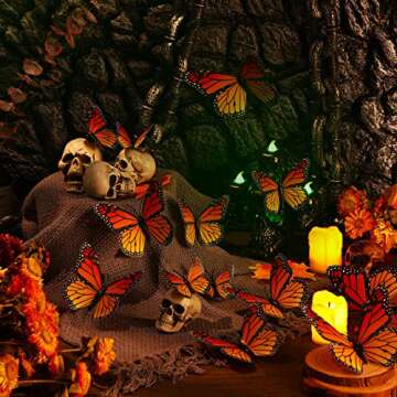 24 Pieces Monarch Butterfly Hair Clips Orange Butterfly Barrettes Halloween 3D Butterfly Clips for Hair Cute Hair Clips Kawaii Hair Accessories for Women Girls Teens Day of the Dead Party Favors