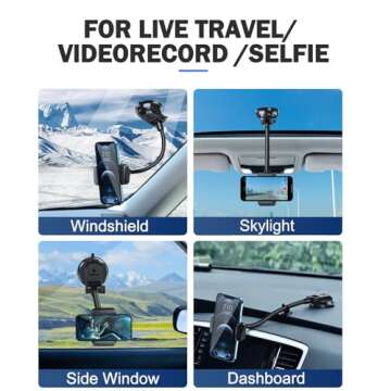 xuenair Dash Cell Phone Holder for Car, Universal Car Dashboard Phone Holder, Best Car Cell Holder for iPhone Dash Mount for Car, Car Suction Cup Mount for iPhone Android Video Recording(C24)