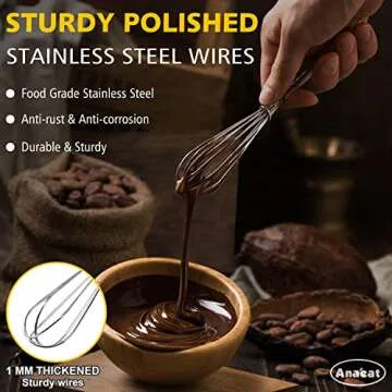 Anaeat Mini Wire Whisks Set - Durable Portable Kitchen Tools