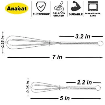 Anaeat Mini Wire Whisks Set - Durable Portable Kitchen Tools