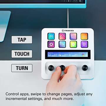 Elgato Stream Deck + White, Audio Mixer, Production Console and Studio Controller for Content Creators, Streaming, Gaming, with customizable touch strip dials and LCD keys, works with Mac and PC