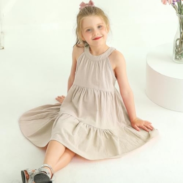 Toddler Baby Girls Dress Summer Cotton Linen Casual Outfit