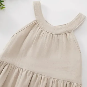 Toddler Baby Girls Dress Summer Cotton Linen Casual Outfit