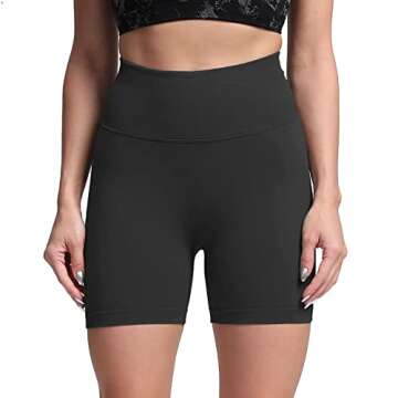 Aoxjox Booty Workout Biker Shorts for Women Tummy Control High Waisted Hidden Scrunch Athletic Running Yoga Short 5" (Black, Medium)