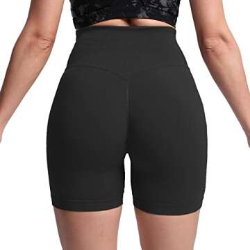 Aoxjox Booty Workout Biker Shorts for Women Tummy Control High Waisted Hidden Scrunch Athletic Running Yoga Short 5" (Black, Medium)