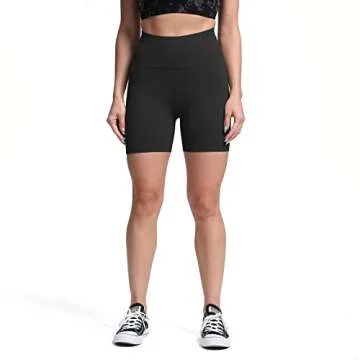 Aoxjox Booty Workout Biker Shorts for Women Tummy Control High Waisted Hidden Scrunch Athletic Running Yoga Short 5" (Black, Medium)