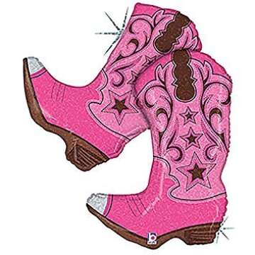 Stunning Betallic Pink Dancing Boots Balloon 36" Foil Decoration