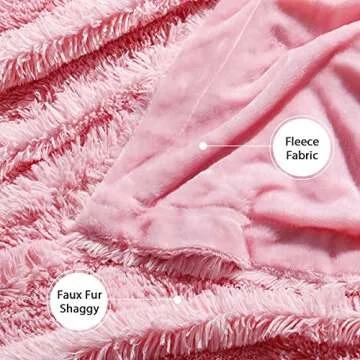 Tuddrom Decorative Extra Soft Faux Fur Throw Blanket 50"x60",Solid Reversible Fuzzy Double Layers Long Hair Shaggy Blanket,Fluffy Cozy Plush Fleece Comfy Microfiber Blanket for Couch Sofa Bed,Pink
