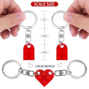 BOBIPRO Couples Matching Stuff Gifts - Red Heart Keychain, Matching Couple Heart Keychains Decoratio...