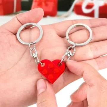 BOBIPRO Couples Matching Stuff Gifts - Red Heart Keychain, Matching Couple Heart Keychains Decorations Christmas Valentines Day Gifts for Boyfriend Girlfriend
