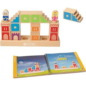 SmartGames Camelot Jr. Wooden Cognitive Skill-Building Puzzle Game Featuring 48 Playful Challenges for Ages 4+