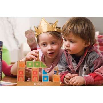 SmartGames Camelot Jr. Wooden Cognitive Skill-Building Puzzle Game Featuring 48 Playful Challenges for Ages 4+