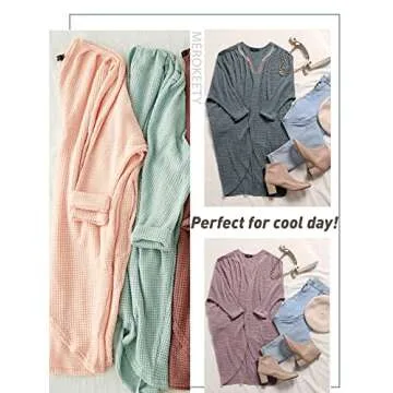 MEROKEETY Women's 2024 Fall Waffle Knit Batwing Long Sleeve Cardigan Loose Open Front Sweater Coat, DustyGreen, Small