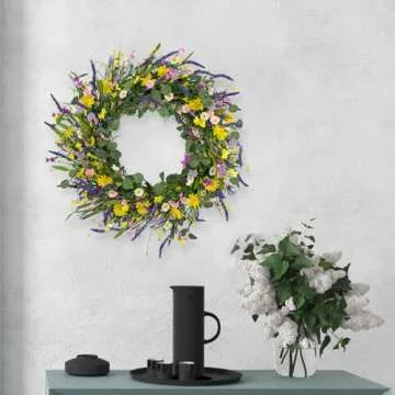 J'FLORU Large Spring Wreath 28 Inch for Easter Decor