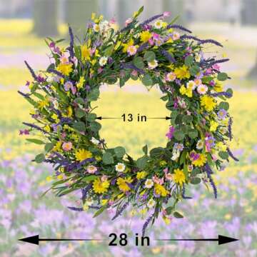 J'FLORU Large Spring Wreath 28 Inch for Easter Decor