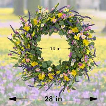 J'FLORU Large Spring Wreath 28 Inch for Easter Decor