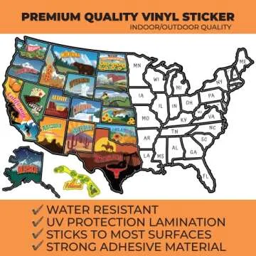 Durable USA Map Vinyl Sticker for Road Trips