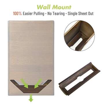 Bamboo Paper Towel Dispenser, Paper Towel Holder for Kitchen Bathroom Toilet of Home and Commercial, Wall Mount or Countertop for Multifold, C Fold, Z fold, Trifold Hand Towels (Vintage Brown)