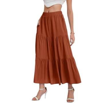 Bloggerlove Women's Boho Maxi Skirt with Pockets
