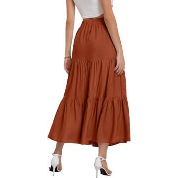 Bloggerlove Women's Boho Maxi Skirt with Pockets