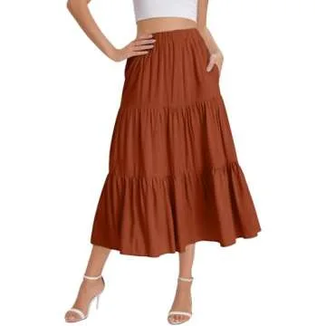 Bloggerlove Women's Boho Maxi Skirt with Pockets