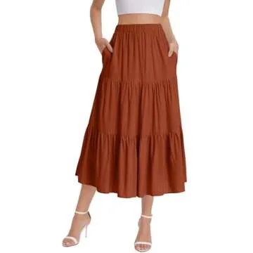 Bloggerlove Women's Boho Maxi Skirt with Pockets