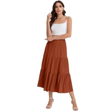Bloggerlove Women's Boho Maxi Skirt with Pockets