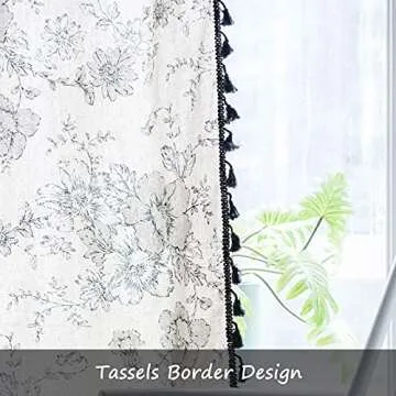 Lahome Floral Tassel Cotton Linen Curtains for Style
