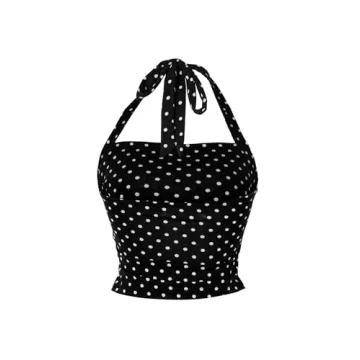SOLY HUX Women's Y2K Halter Top Polka Dots Crop Tank
