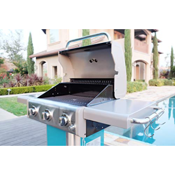 Kenmore 3-Burner Propane BBQ Grill with Cast Iron Grates
