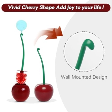 Cute Cherry Toilet Brush & Holder Set - Fun Bathroom Accessory