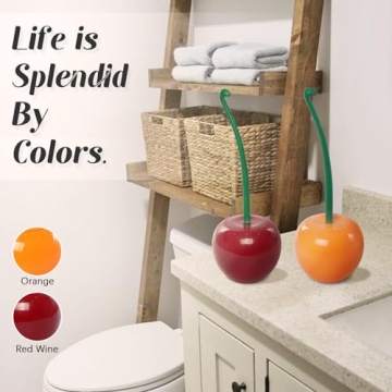 Cute Cherry Toilet Brush & Holder Set - Fun Bathroom Accessory