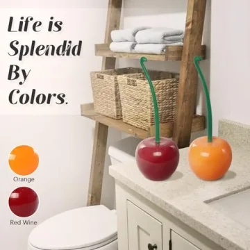 Cute Cherry Toilet Brush & Holder Set - Fun Bathroom Accessory