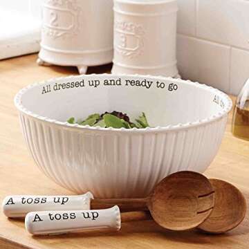 Mud Pie Salad Bowl (Set of 3 pieces), White