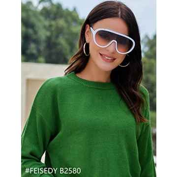 FEISEDY Sunglasses Women Oversized One Piece Frame UV400 Sun Glasses Trendy Retro Shades B2580