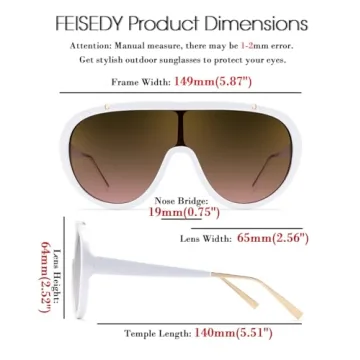 FEISEDY Sunglasses Women Oversized One Piece Frame UV400 Sun Glasses Trendy Retro Shades B2580
