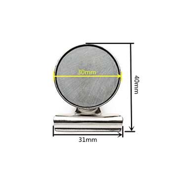 Ninth Five Strong Magnetic Clips - Heavy Duty Refrigerator Magnet Clips - 31mm Wide 12Pack Scratch Safe - Clip Magnets Best for House Office School Use, Hanging Home Decoration, Photo Displays