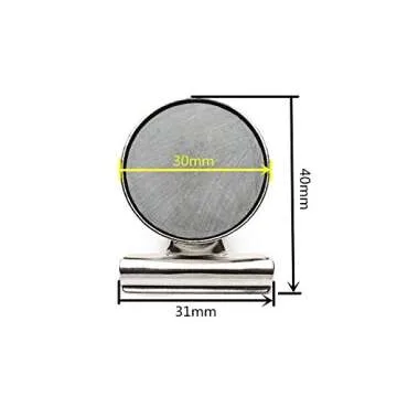 Ninth Five Strong Magnetic Clips - Heavy Duty Refrigerator Magnet Clips - 31mm Wide 12Pack Scratch Safe - Clip Magnets Best for House Office School Use, Hanging Home Decoration, Photo Displays