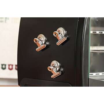 Ninth Five Strong Magnetic Clips - Heavy Duty Refrigerator Magnet Clips - 31mm Wide 12Pack Scratch Safe - Clip Magnets Best for House Office School Use, Hanging Home Decoration, Photo Displays