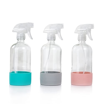 HOMBYS Stylish & Durable Glass Spray Bottles with Silicone Sleeves - Perfect for Eco-Friendly Soluti...