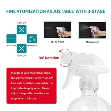 HOMBYS Glass Spray Bottles - 17 oz, Eco-Friendly, 3 Pack