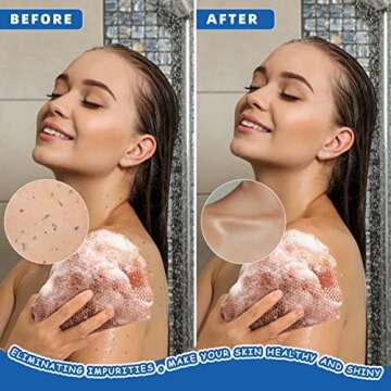 BHYTAKI 6 Pieces African Net Sponge African Exfoliating Net Long African Bath Sponge Washcloth Shower Net African Body Scrubber Net for Skin Smoother Daily Use(Pink,Yellow,Purple,Black,Blue,Brown)