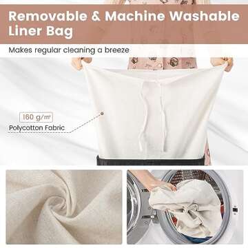 Giantex Bamboo Laundry Hamper with Lid, 72L Large & Tall Clothes Hamper with Removable Liner & Handles, Rectangular Laundry Basket for Small Spaces, Laundry Room, Bedroom (Black)